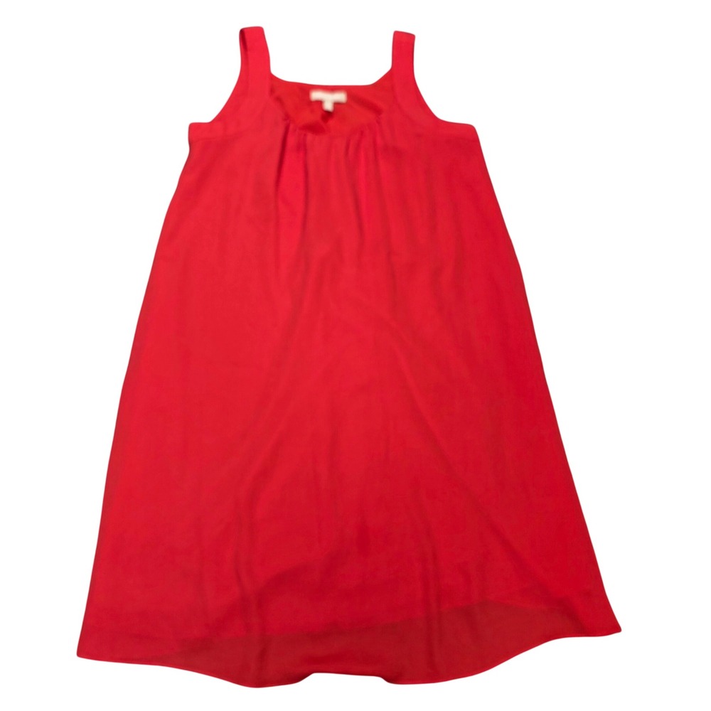 Banana Republic Pleated Scoop Neck High-Low Dress Women's Size 12 Red Sleeveless